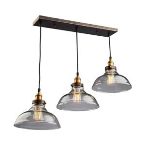 Artcraft Lighting Greenwich 35.0-in W 3-Light Multi-tone brown/copper Transitional Kitchen Island Light with Clear Shade