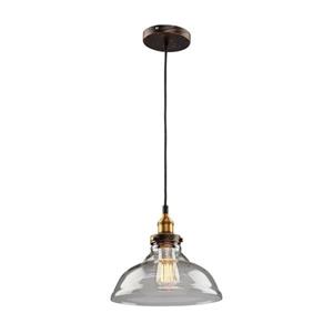 Artcraft Lighting Greenwich Multi-Tone Brown/Copper Industrial Single Clear Glass Warehouse Pendant Lighting