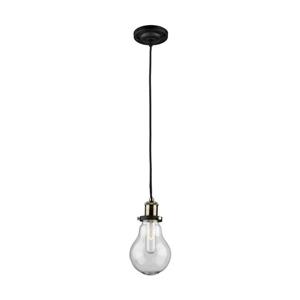 Artcraft Lighting Edison Matte Black/Vintage Brass Industrial Multi-Light Clear Glass Pendant Lighting