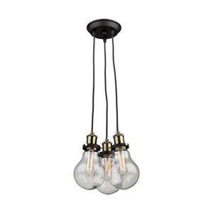 Artcraft Lighting Edison Matte Black/Vintage Brass Crystal Multi-Light Clear Glass Pendant Lighting