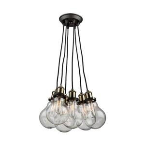 Artcraft Lighting Edison Matte Black/Vintage Brass Industrial Multi-Light Clear Glass Pendant Lighting