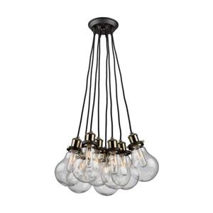 Artcraft Lighting Edison Matte Black/Vintage Brass Industrial Multi-Light Clear Glass Pendant Lighting