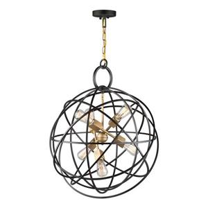 Artcraft Lighting Orbit Oil Rubbed Bronze Modern Cage 6-Light Orb Pendant Lighting