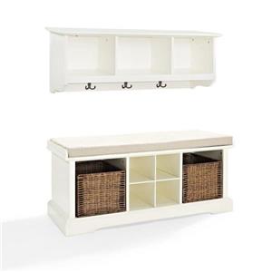Crosley Furniture Brennan 18.25-In x 42-In Casual White Indoor 2-Piece Indoor Storage Bench and Shelf Set