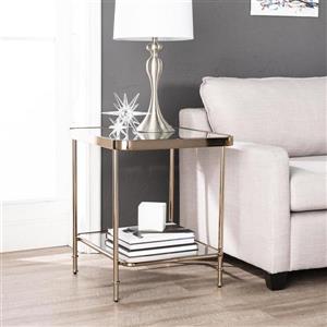 Boston Loft Furnishings Shipley 24-in x 20.25-in x 24.25-in Champagne With Mirror And Glass Mirror End Table
