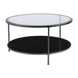 Boston Loft Furnishings Riku 33.78-in x 18.25-in Matte Black Frame And Clear Glass Top Round Cocktail Table