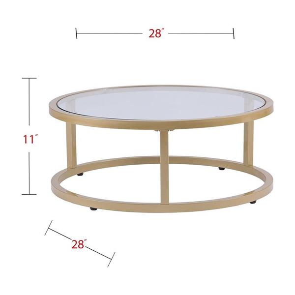 Boston Loft Furnishings Ester 35.5-in x 14.75-in Gold Frame and Glass Top 2-Piece Nesting Coffee Table