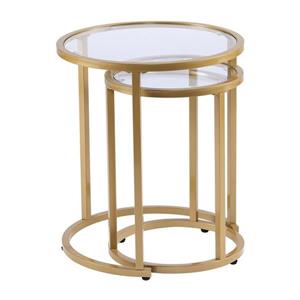 Boston Loft Furnishings Ester 19.5-in x 19.5-in x 23-in Gold 2-Piece Nesting Side Table Set