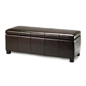 Safavieh Madison 17.00-in x 47.00-in Brown Faux Leather Indoor Storage Bench