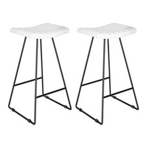 Safavieh Fox Akito 16.50-in x 30-in White Faux-Leather Bar Stools (Set of 2)