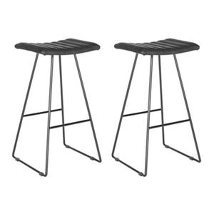 Safavieh Fox Akito 16.50-in x 30-in Black Faux-Leather Bar Stools (Set of 2)