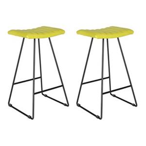 Safavieh Fox Akito 16.50-in x 30-in Green Faux-Leather Stainless Steel Bar Stools (Set of 2)