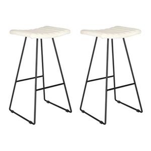 Safavieh Fox Akito 16.50-in x 30-in Cream Faux-Leather Bar Stools (Set of 2)