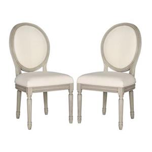 Safavieh Fox 19.75-in Light Beige Linen Holloway Oval Side Chairs (Set of 2)