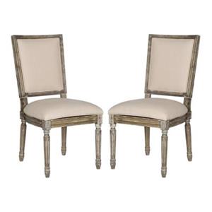 Safavieh Fox Buchanan 19.75-in Beige Linen Rectangular Side Chairs (Set of 2)