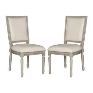 Safavieh Fox Buchanan 19.75-in Light Beige Linen Rectangular Side Chairs (Set of 2)