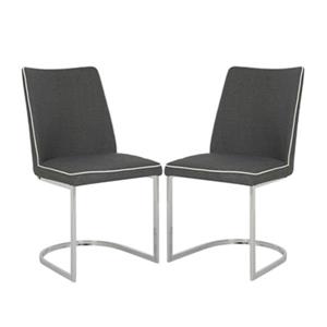 Safavieh Parkston 18.10-in Grey Linen Side Chairs (Set of 2)