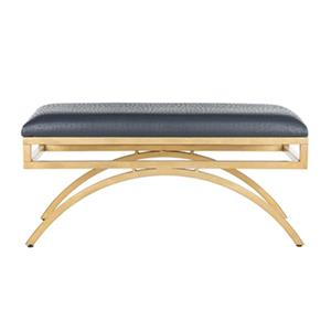 Safavieh Moon Arc 38-in Navy Faux Leather Bench