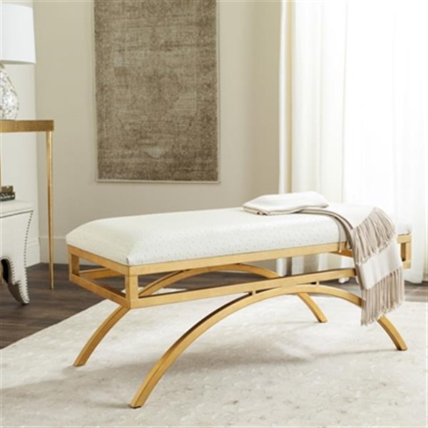 Safavieh Moon Arc 38-in Cream Faux Leather Bench