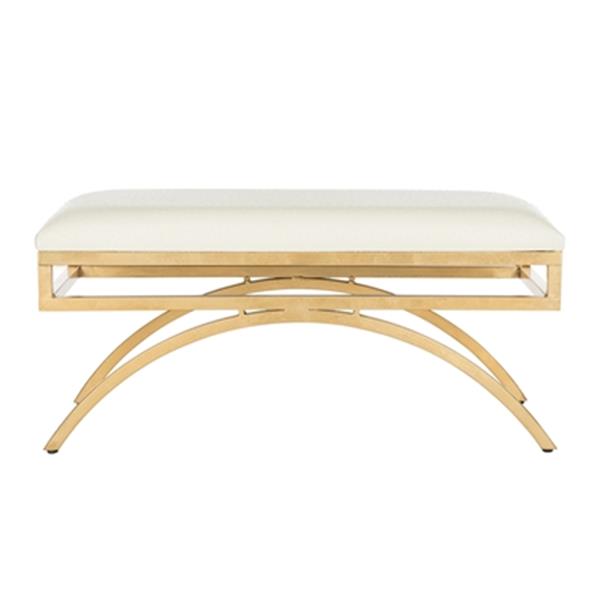 Safavieh Moon Arc 38-in Cream Faux Leather Bench