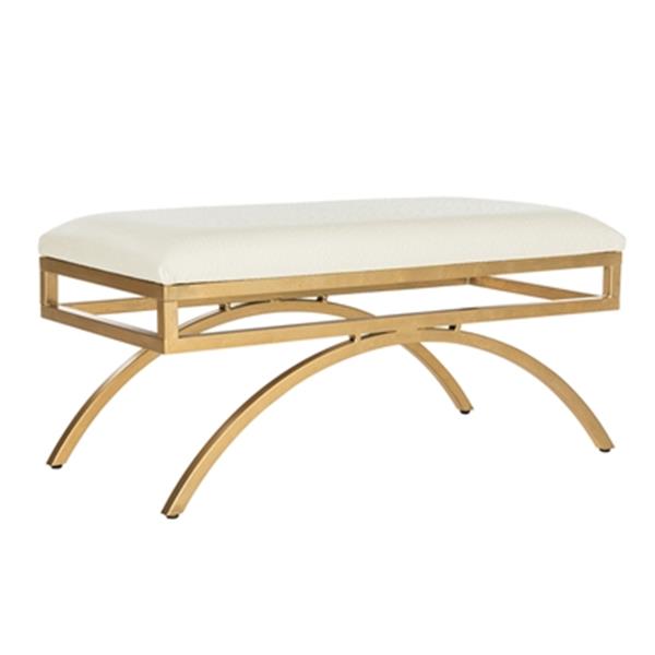 Safavieh Moon Arc 38-in Cream Faux Leather Bench