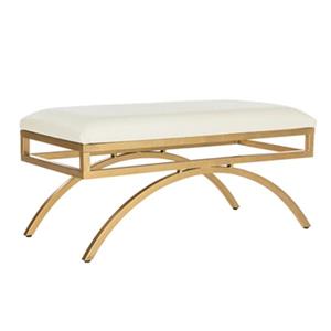Safavieh Moon Arc 38-in Cream Faux Leather Bench