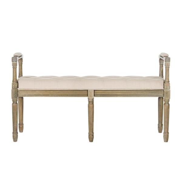 Safavieh Raiden 47.5-in Beige Fabric Rustic Oak Bench