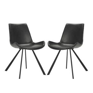 Safavieh Terra 31.50-in Black Midcentury Modern Faux Leather Dining Chairs (Set of 2)