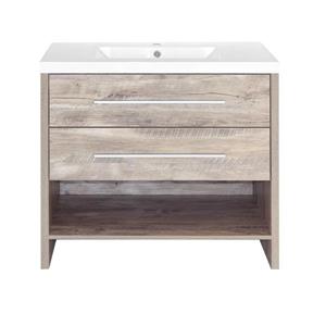 Meuble-lavabo simple Relax de Luxo Marbre, 2 tiroirs, 36 po, faux bois