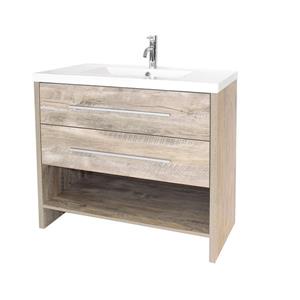 Luxo Marbre Relax 48-in Natural Wood Bathroom Vanity with Marble Top