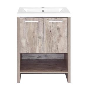 Luxo Marbre Relax 24.25-in Natural Wood Bathroom Vanity with Marble Top