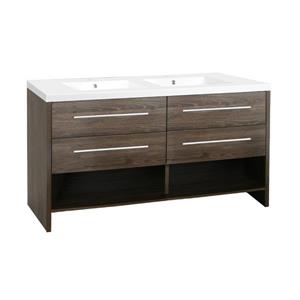 Luxo Marbre Relax 60.25-in Double Sink Brown Bathroom Vanity with Marble Top