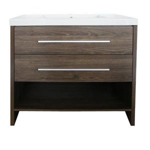Luxo Marbre Relax 36.25-in Alamo Oak Bathroom Vanity with Marble Top