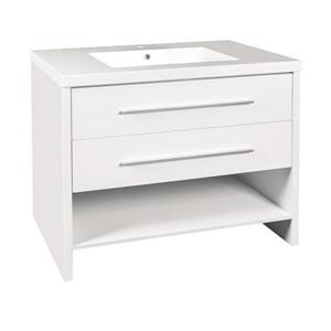 Luxo Marbre Relax 36.25 White Bathroom Vanity with Marble Top