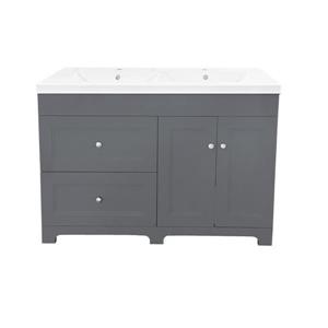 Classic 49-in Double Sink Gray Bathroom Vanity with Marble Top
