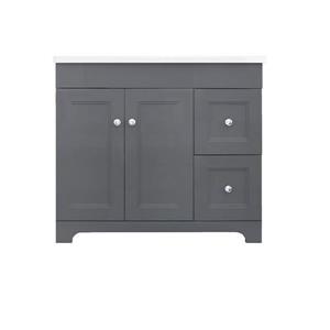 Luxo Marbre Classic Vanity - 2 Doors and 2 drawers in MDF - 37-in - Grey