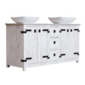 Meuble-lavabo double Artisan de Luxo Marbre, 60 po x 32 po, bois blanchi