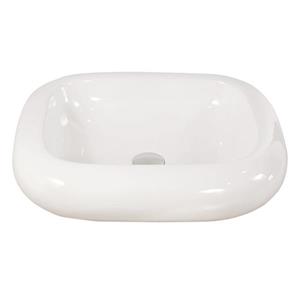 Luxo Marbre White Porcelain 21.25-in 1-hole Rectangular Sink