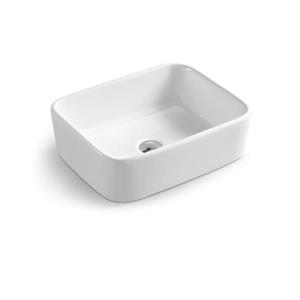 Luxo Marbre White Porcelain 19-in 1-hole Rectangular Sink
