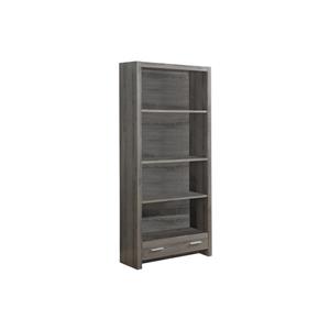 Monarch 71.25-in x 31.5 x 12-in Dark Taupe Reclaimed Wood Look Bookcase