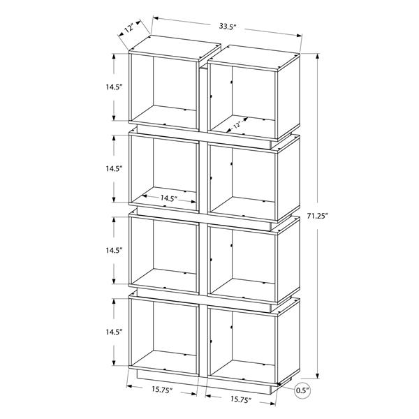 Bibliothèque Monarch, 33,5 po x 71,25 po, bois, blanc