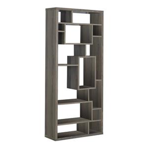 Monarch 72-in x 31.5-in x 11.75-in Dark Taupe Reclaimed Wood Look Bookcase
