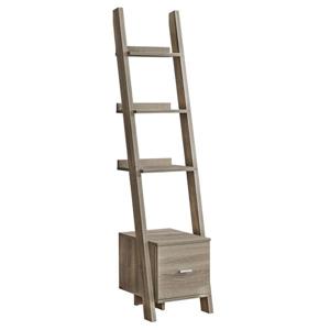 Monarch Corner Etagere with Drawer - 69-in - Wood - Dark Taupe