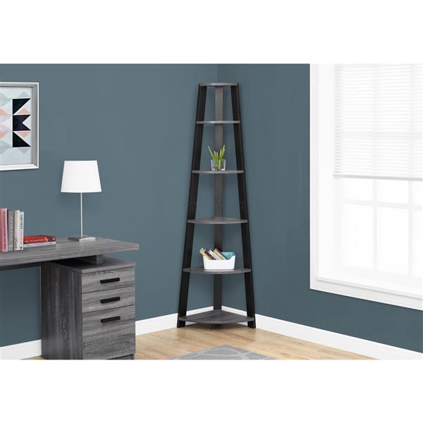 Monarch 71-in x 23-in x 16.5-in Gray-Black Wood Bookcase