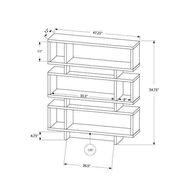 Monarch 47.25 x 54.75-in Wood White Bookcase