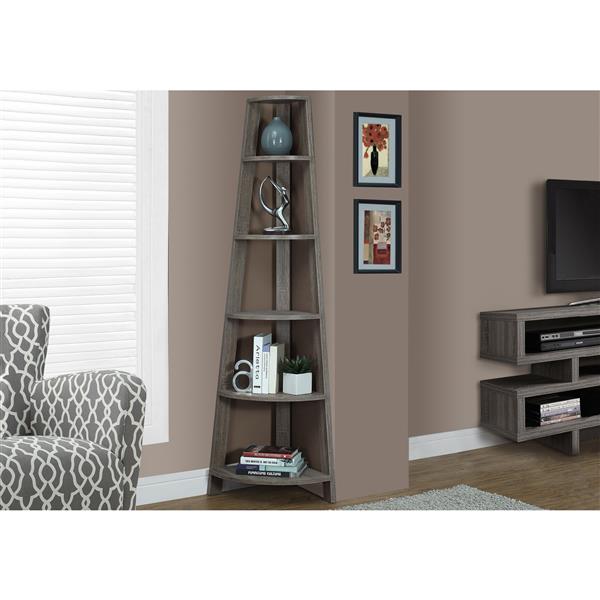 Monarch 22.5-in x 71.25-in Wood Dark Taupe Bookcase