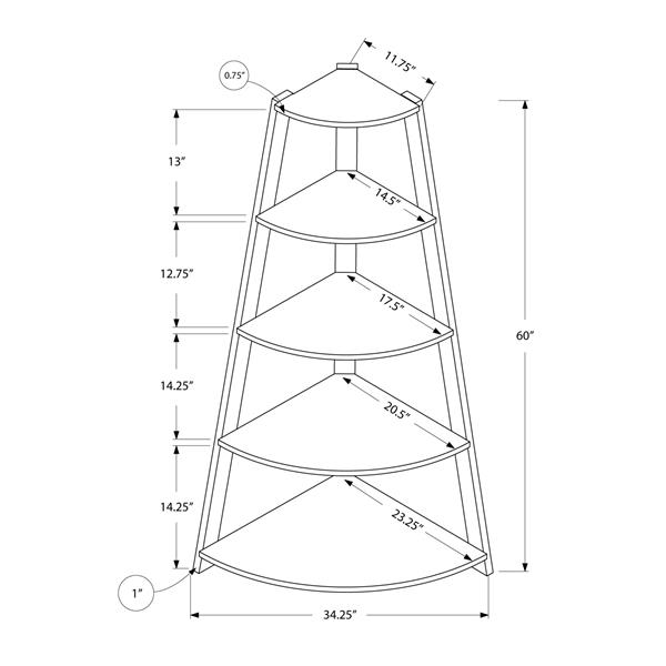 Bibliothèque Monarch, 34,25 po x 60 po, bois, blanc