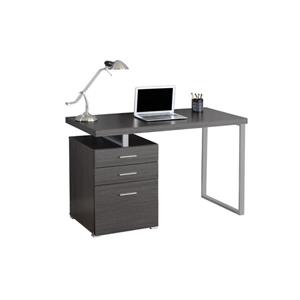 Bureau d'ordinateur Monarch, 47,25" x 30", métal, gris