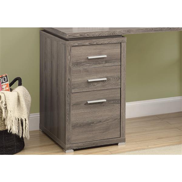 Monarch Dark Taupe Left or Right Facing Corner Desk 3-Drawers and 5-Shelves 60-in x 29-in