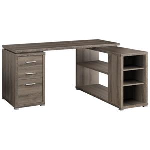 Monarch Dark Taupe Left or Right Facing Corner Desk 3-Drawers and 5-Shelves 60-in x 29-in